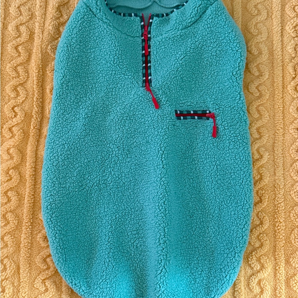 Cozy Green and Red Fleece Dog Sweater